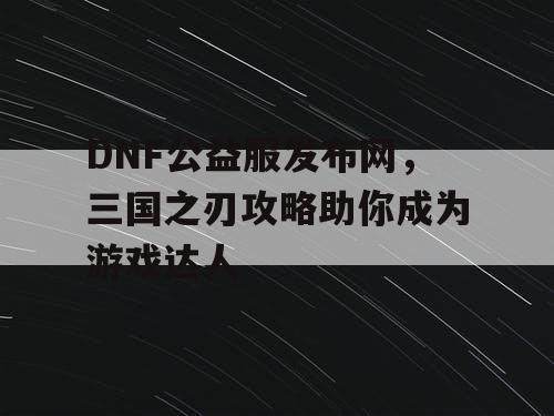 DNF公益服发布网，三国之刃攻略助你成为游戏达人