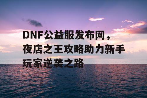 DNF公益服发布网，夜店之王攻略助力新手玩家逆袭之路