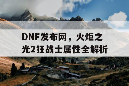 DNF发布网，火炬之光2狂战士属性全解析